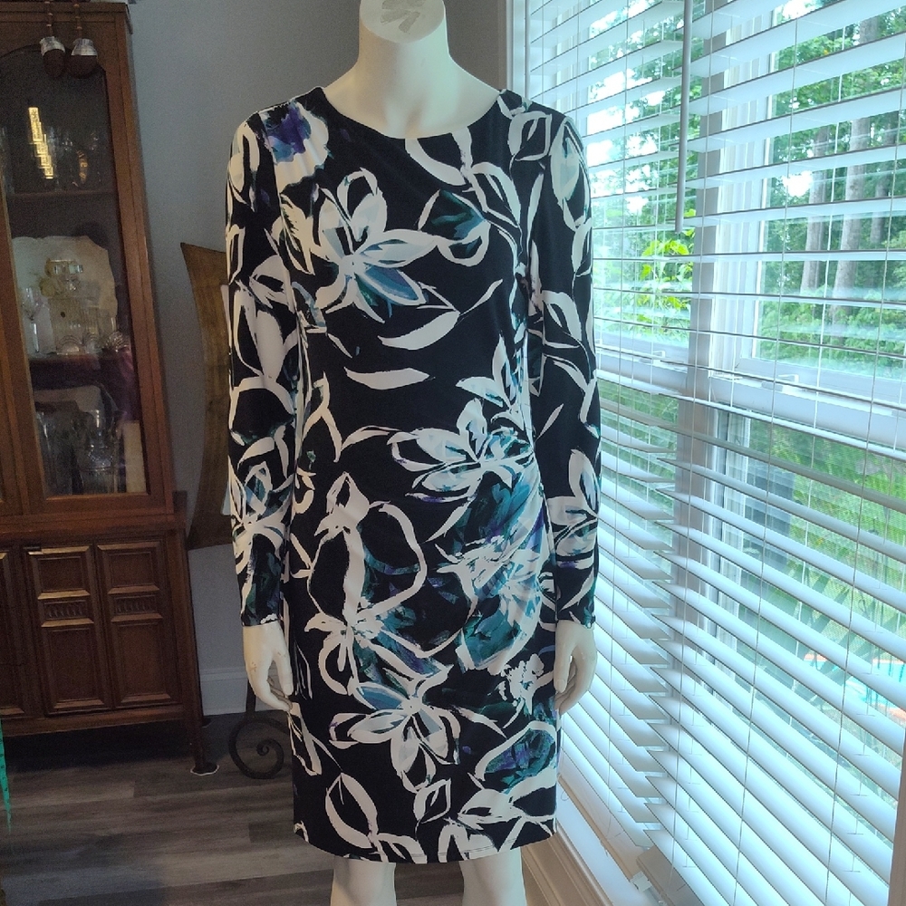 Lauren Ralph Lauren Black and White Long Sleeve Sheath Dress